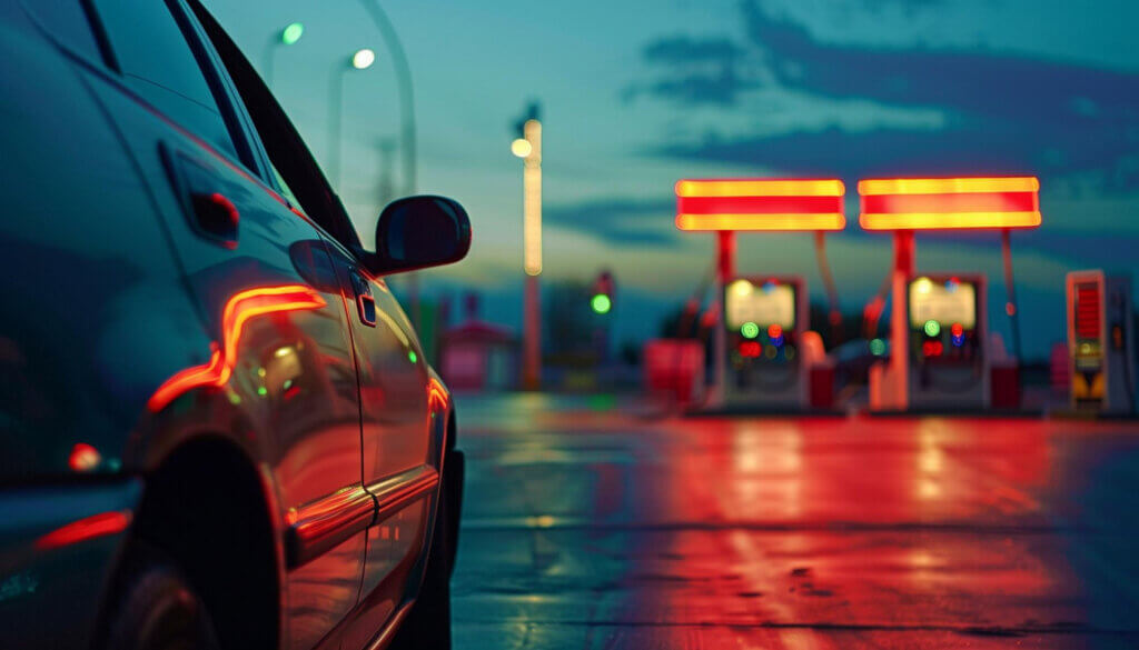 תמונה ראשית של רכב העומד בפני תחנת דלק לתדלוק של אוקטן 95 או אוקטן 98